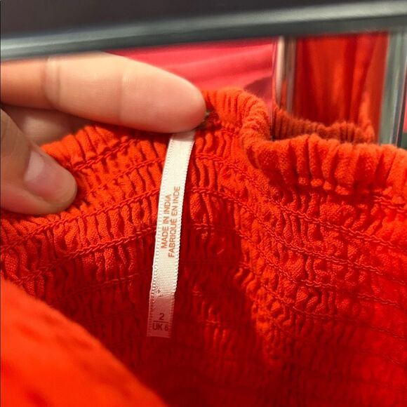 2 Free People Vibrant Orange Wide Leg Easy Street Jumpsuit strapless - Picture 3 of 7